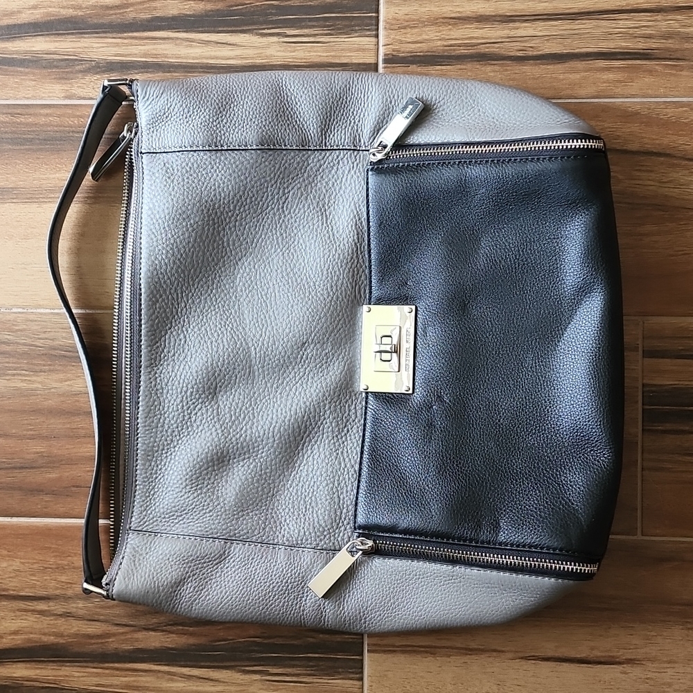 Grey and Black Leather Michael Kors Shoulder Bag
